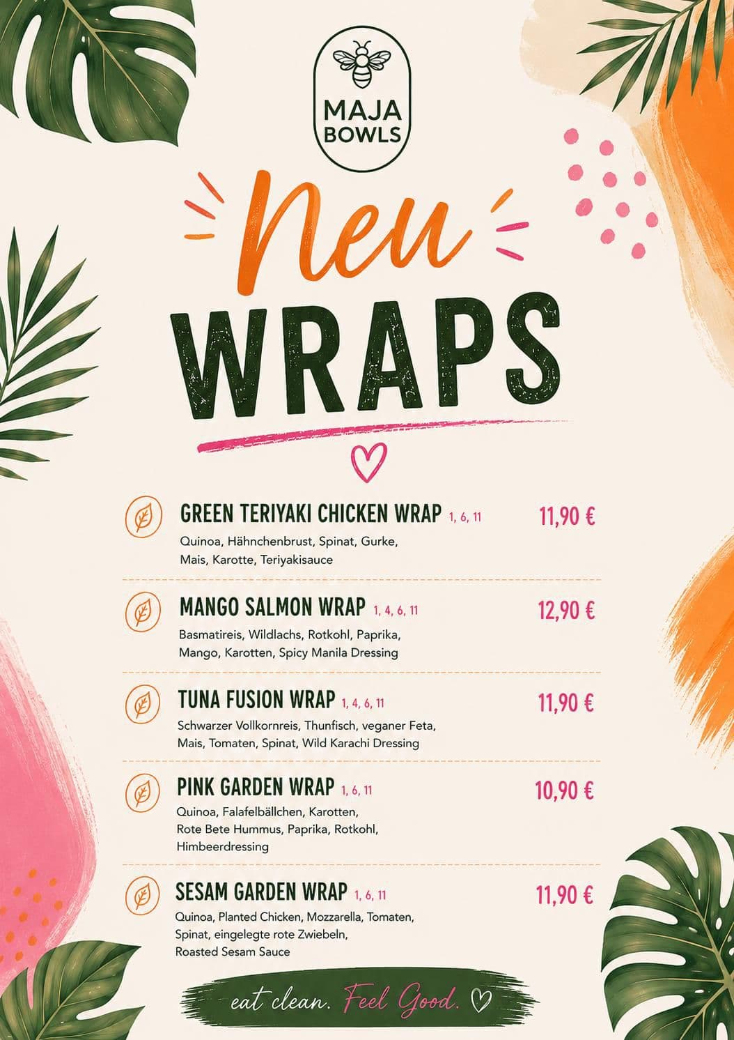 Frische Wraps Karte